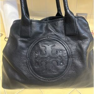 Tory Burch black pebble leather tote